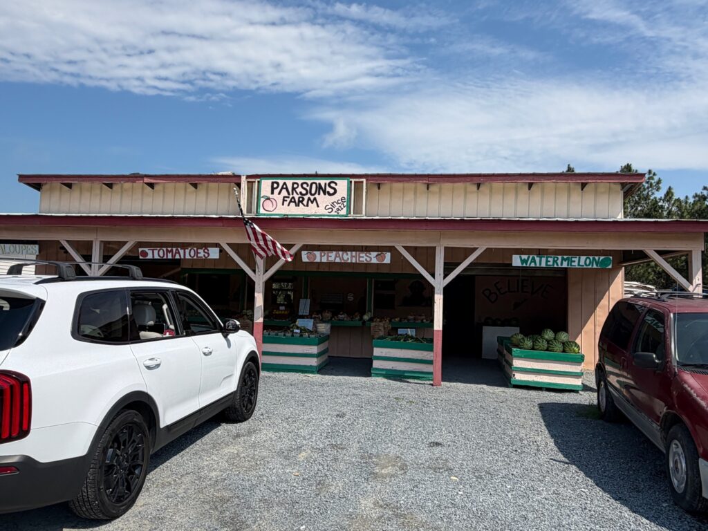 Peaches at the roadside stand